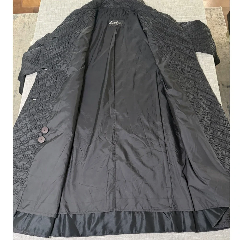 Vintage Engel-Fetzer Cleveland Quilted Chevron Double Breasted Coat Black